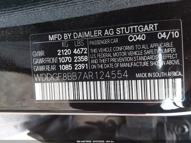 Продажа на аукционе авто 2010 Mercedes-benz C 300 Luxury 4matic/sport 4matic, vin: WDDGF8BB7AR124554, номер лота: 44670859