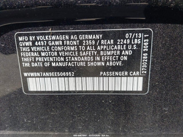 2014 VOLKSWAGEN CC WVWBN7AN9EE506952 Photo 8