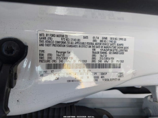 1FADP3K27EL255785 Ford FOCUS SE
