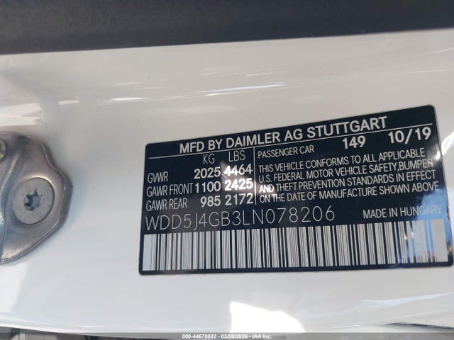 WDD5J4GB3LN078206 Mercedes-Benz CLA 250