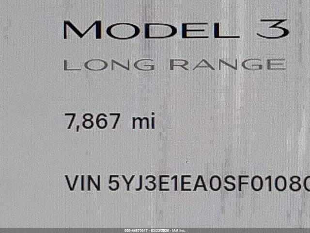 Aukcja sprzedaży 2025 Tesla Model 3 Long Range Rear-wheel Drive/standard Rear-wheel Drive, vin: 5YJ3E1EA0SF010800, numer aukcji: 44670917