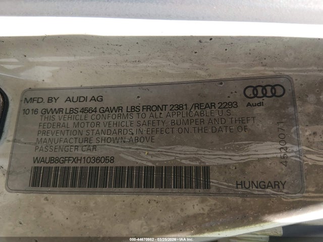 2017 AUDI A3 WAUB8GFFXH1036058 Photo 8