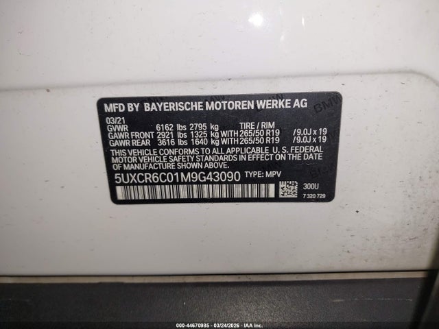 Продажа на аукционе авто 2021 Bmw X5 Xdrive40i, vin: 5UXCR6C01M9G43090, номер лота: 44670985