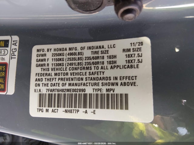 7FART6H82ME002890 Honda Cr-v Hybrid Ex-l