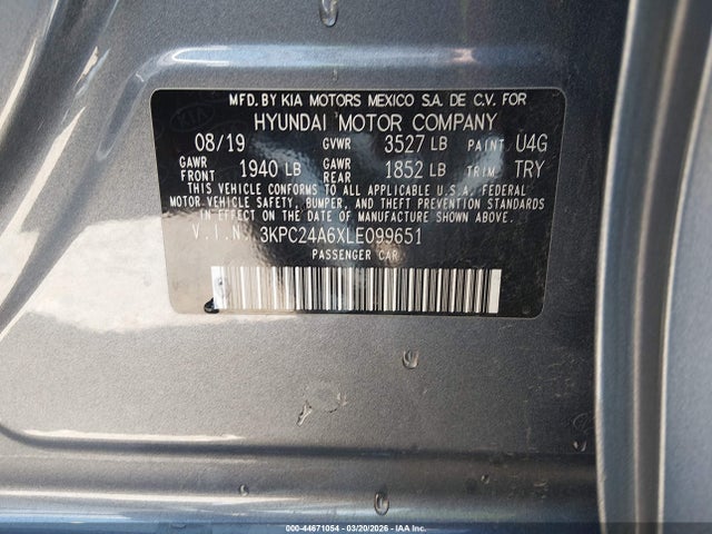 Hyundai ACCENT SE 2020 3KPC24A6XLE099651 Image 9