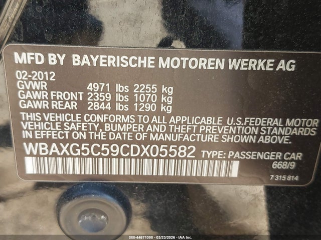 2012 BMW 528I WBAXG5C59CDX05582 Photo 8