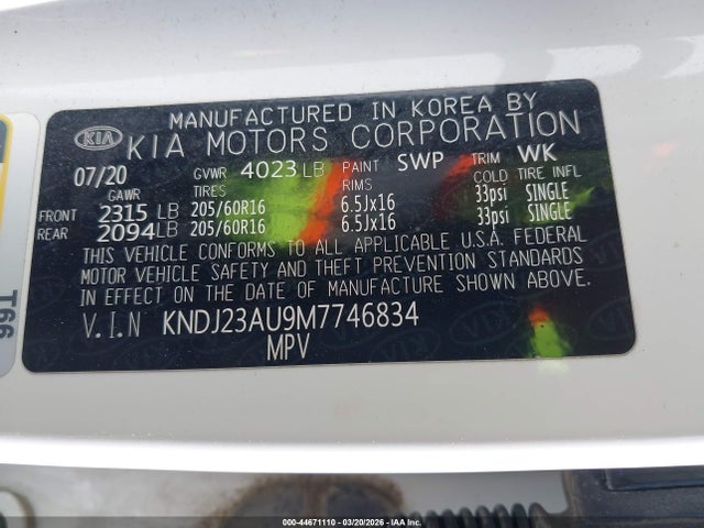 KIA SOUL S 2021 KNDJ23AU9M7746834 Image 9