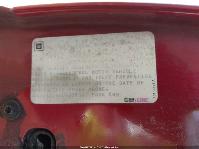 44671121 :رقم المزاد ، 1G4EZ13L4NU403532 vin ، 1992 Buick Riviera مزاد بيع