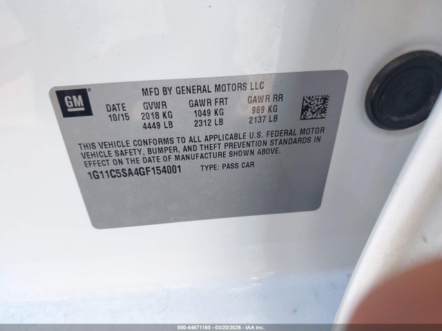 1G11C5SA4GF154001 Chevrolet Malibu Limited Lt
