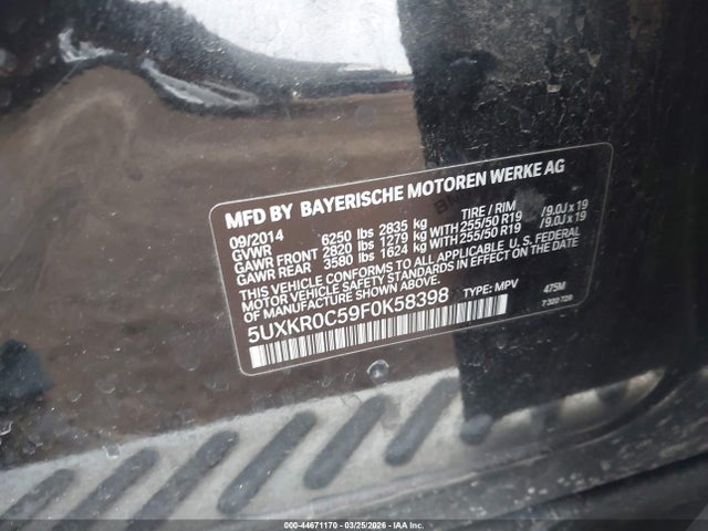 Aukcja sprzedaży 2015 Bmw X5 Xdrive35i, vin: 5UXKR0C59F0K58398, numer aukcji: 44671170