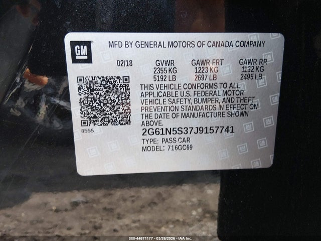 Aukcja sprzedaży 2018 Cadillac Xts Luxury, vin: 2G61N5S37J9157741, numer aukcji: 44671177