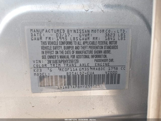 3N1AB7AP8HY299129 Nissan SENTRA SV