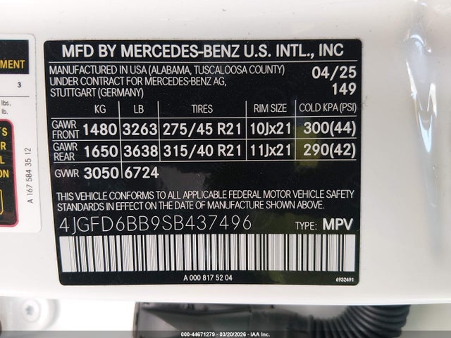 44671279 :رقم المزاد ، 4JGFD6BB9SB437496 vin ، 2025 Mercedes-benz Amg Gle 53 Coupe 4matic+ مزاد بيع