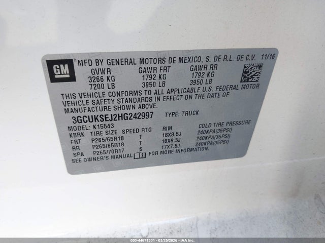 3GCUKSEJ2HG242997 Chevrolet Silverado 1500 2lz