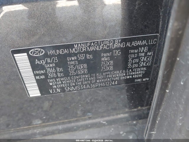 Hyundai Santa Fe Sel 2023 5NMS34AJ6PH612244 Image 9