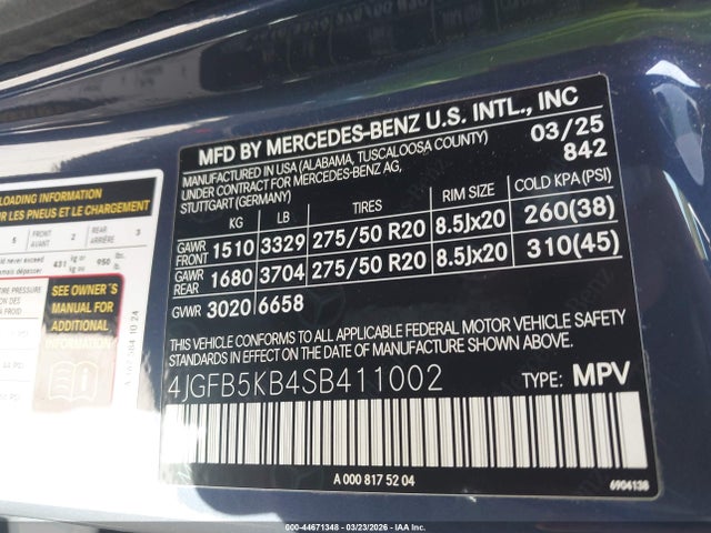 4JGFB5KB4SB411002 Mercedes-Benz Gle 450 4matic