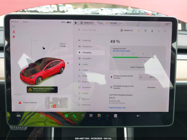 44671354 :رقم المزاد ، 5YJ3E1EB4JF087841 vin ، 2018 Tesla Model 3 Long Range/performance مزاد بيع