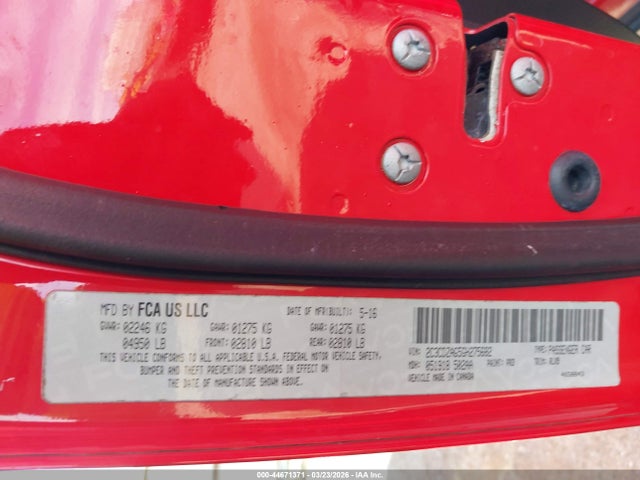 44671371 :رقم المزاد ، 2C3CDZAG5GH275682 vin ، 2016 Dodge Challenger Sxt Plus مزاد بيع