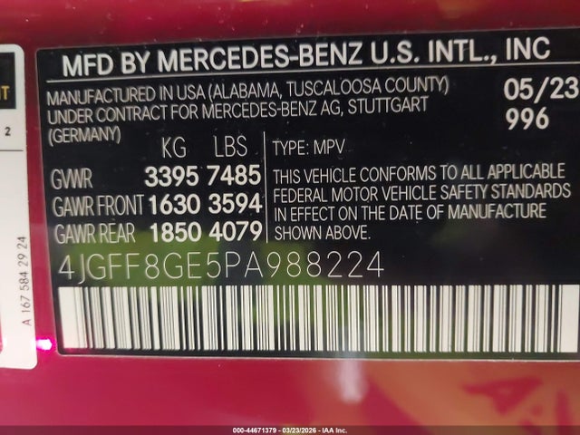 4JGFF8GE5PA988224 Mercedes-Benz Gls 580 4matic