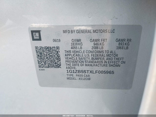 1G1ZB5STXLF005965 Chevrolet Malibu Fwd Ls