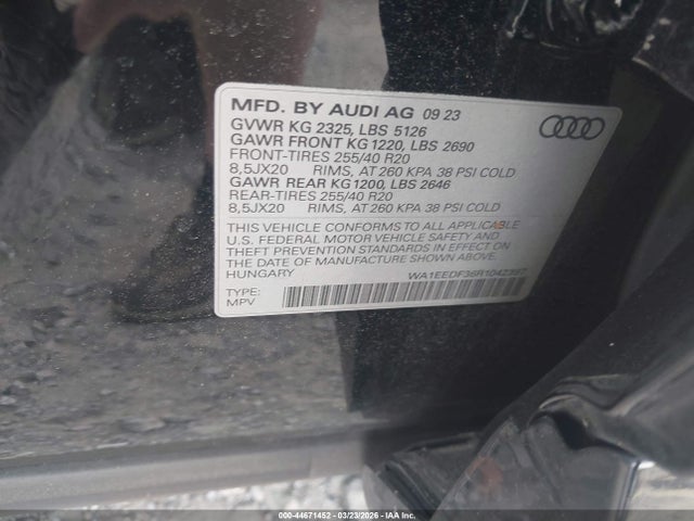 Aukcja sprzedaży 2024 Audi Q3 Premium Plus 45 Tfsi S Line Quattro Tiptronic, vin: WA1EEDF36R1042397, numer aukcji: 44671452