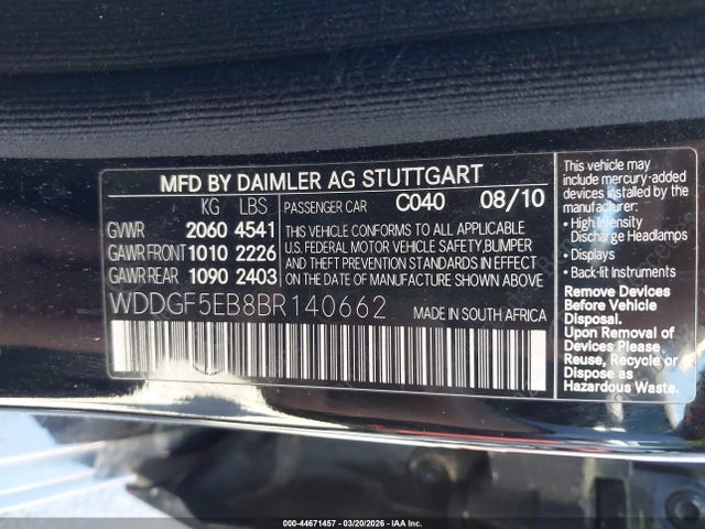 Aukcja sprzedaży 2011 Mercedes-benz C 300 Sport, vin: WDDGF5EB8BR140662, numer aukcji: 44671457