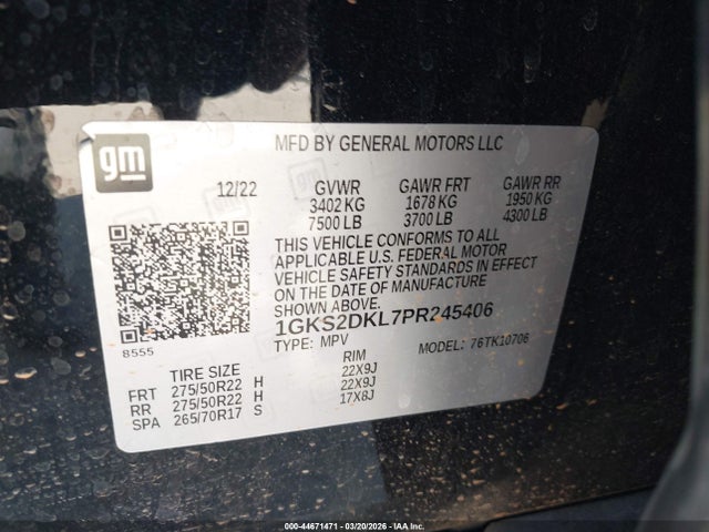 Aukcja sprzedaży 2023 Gmc Yukon 4wd Denali, vin: 1GKS2DKL7PR245406, numer aukcji: 44671471