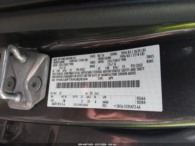 Ford ESCAPE S 2017 1FMCU0F7XHUB26324 Image 9