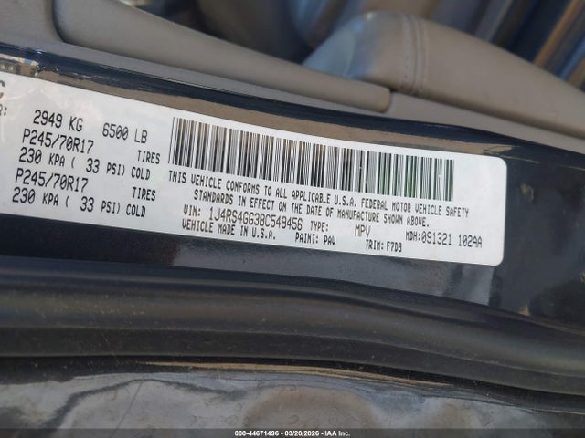 Продаж на аукціоні авто 2011 Jeep Grand Cherokee Laredo, vin: 1J4RS4GG3BC549456, номер лоту: 44671496