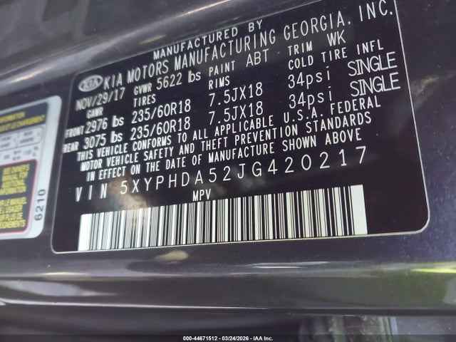 2018 KIA SORENTO 5XYPHDA52JG420217 Photo 8