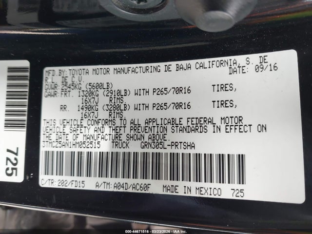 3TMCZ5AN1HM052515 Toyota Tacoma Trd Off Road
