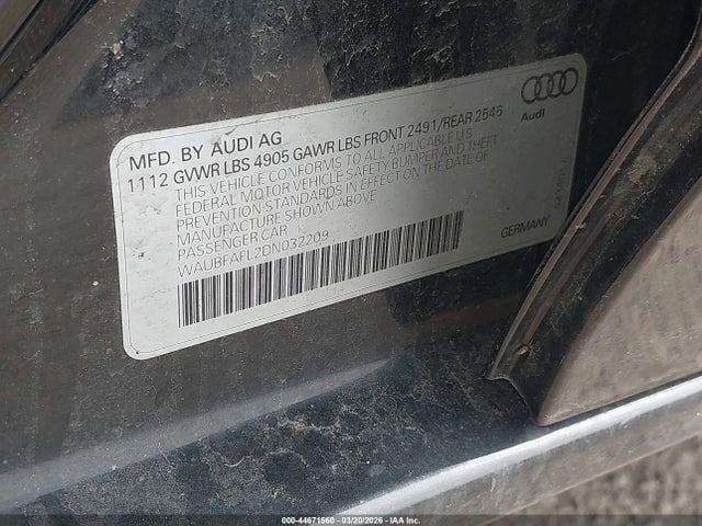 2013 AUDI A4 WAUBFAFL2DN032209 Photo 8