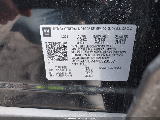 Aukcja sprzedaży 2021 Gmc Terrain Awd Slt, vin: 3GKALVEV4ML323557, numer aukcji: 44671595