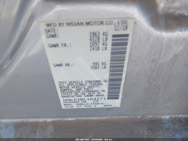 2019 NISSAN ALTIMA 1N4BL4CV8KC164571 Photo 8