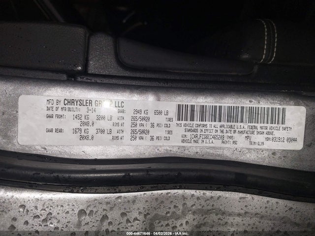 2014 Jeep Grand Cherokee Overland მანქანა იყიდება აუქციონზე, vin: 1C4RJFCG6EC465209, აუქციონის ნომერი: 44671646