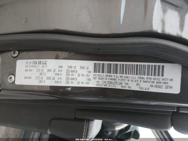 44671687 :رقم المزاد ، 1C4PJMDB9JD551200 vin ، 2018 Jeep Cherokee Limited 4x4 مزاد بيع