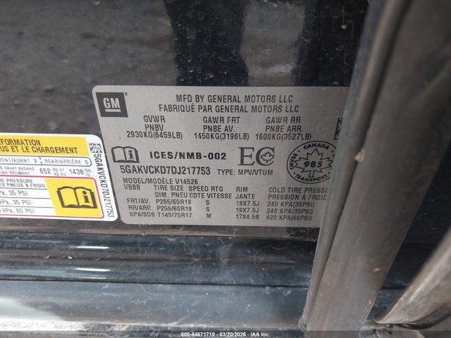 Продаж на аукціоні авто 2013 Buick Enclave Leather, vin: 5GAKVCKD7DJ217753, номер лоту: 44671710