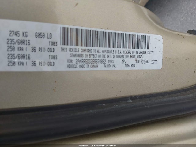 Продажа на аукционе авто 2011 Chrysler Town & Country Touring, vin: 2A4RR5DG2BR674882, номер лота: 44671752