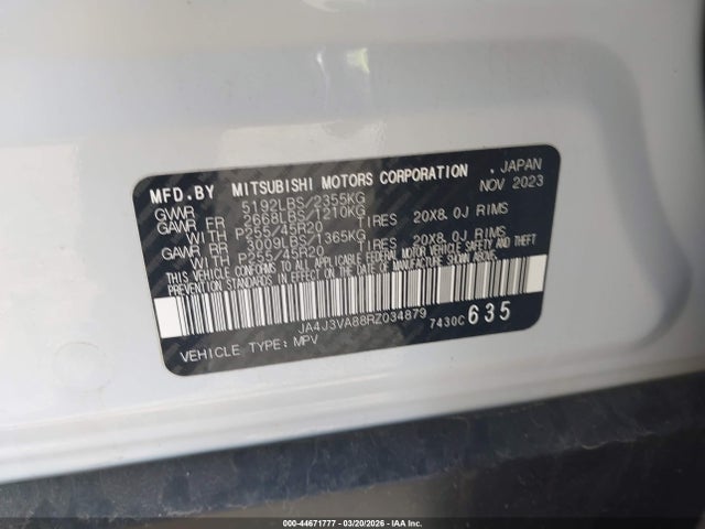 Aukcja sprzedaży 2024 Mitsubishi Outlander Se 2.5 2wd/se Black Edition S-awc/se Black Edition W/pano Roof S-awc, vin: JA4J3VA88RZ034879, numer aukcji: 44671777