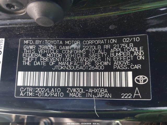 2010 TOYOTA PRIUS JTDKN3DU5A0126400 Photo 8