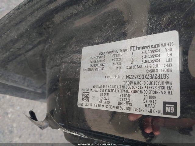 44671830 :رقم المزاد ، 3GTP2VE7XCG252754 vin ، 2012 Gmc Sierra 1500 Sle مزاد بيع