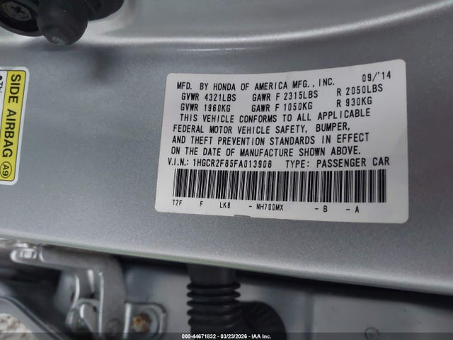 Honda Accord Ex-l 2015 1HGCR2F85FA013908 Image 9