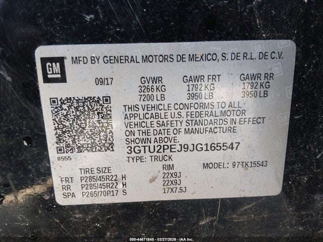 Продаж на аукціоні авто 2018 Gmc Sierra 1500 Denali, vin: 3GTU2PEJ9JG165547, номер лоту: 44671845