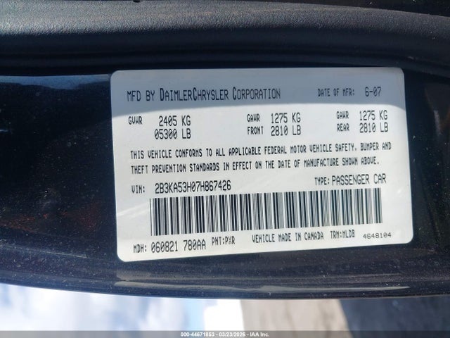 Aukcja sprzedaży 2007 Dodge Charger Rt, vin: 2B3KA53H07H867426, numer aukcji: 44671853