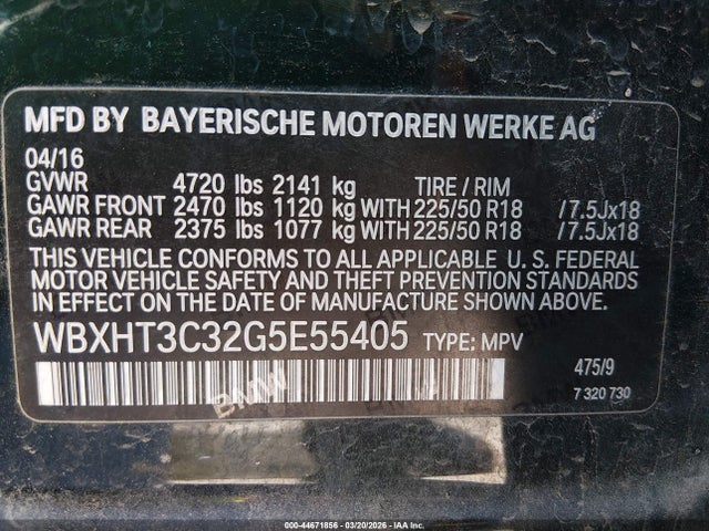 Aukcja sprzedaży 2016 Bmw X1 Xdrive28i, vin: WBXHT3C32G5E55405, numer aukcji: 44671856