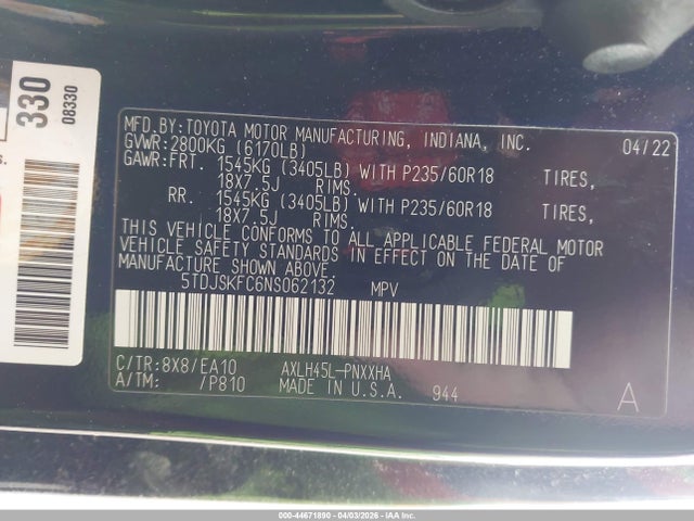 2022 TOYOTA SIENNA 5TDJSKFC6NS062132 Photo 8