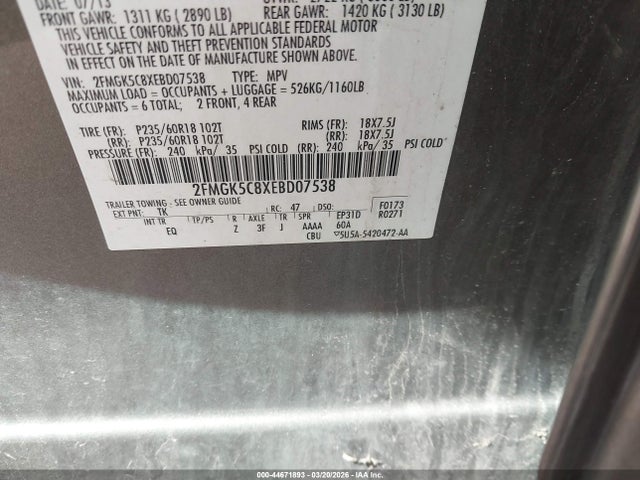 Ford FLEX SEL 2014 2FMGK5C8XEBD07538 Image 9
