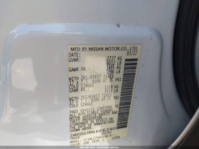 1N6ED1EJ8NN666340 Nissan Frontier Sv 4x2