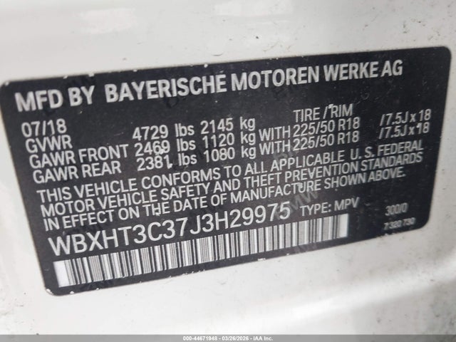 Aukcja sprzedaży 2018 Bmw X1 Xdrive28i, vin: WBXHT3C37J3H29975, numer aukcji: 44671948