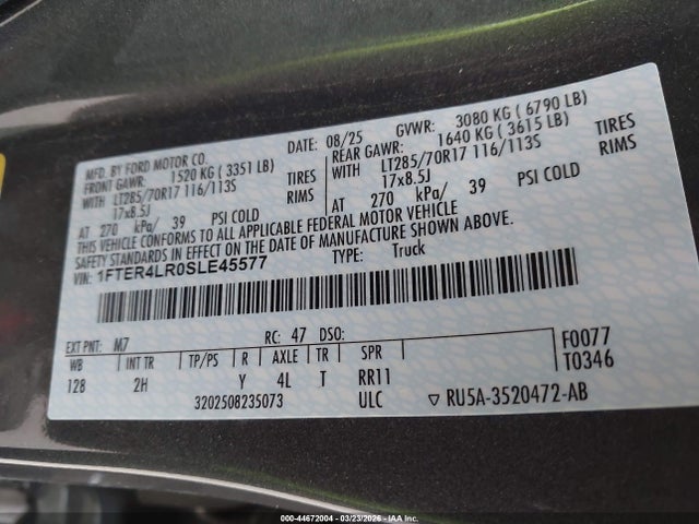 Ford Ranger Raptor 2025 1FTER4LR0SLE45577 Image 9